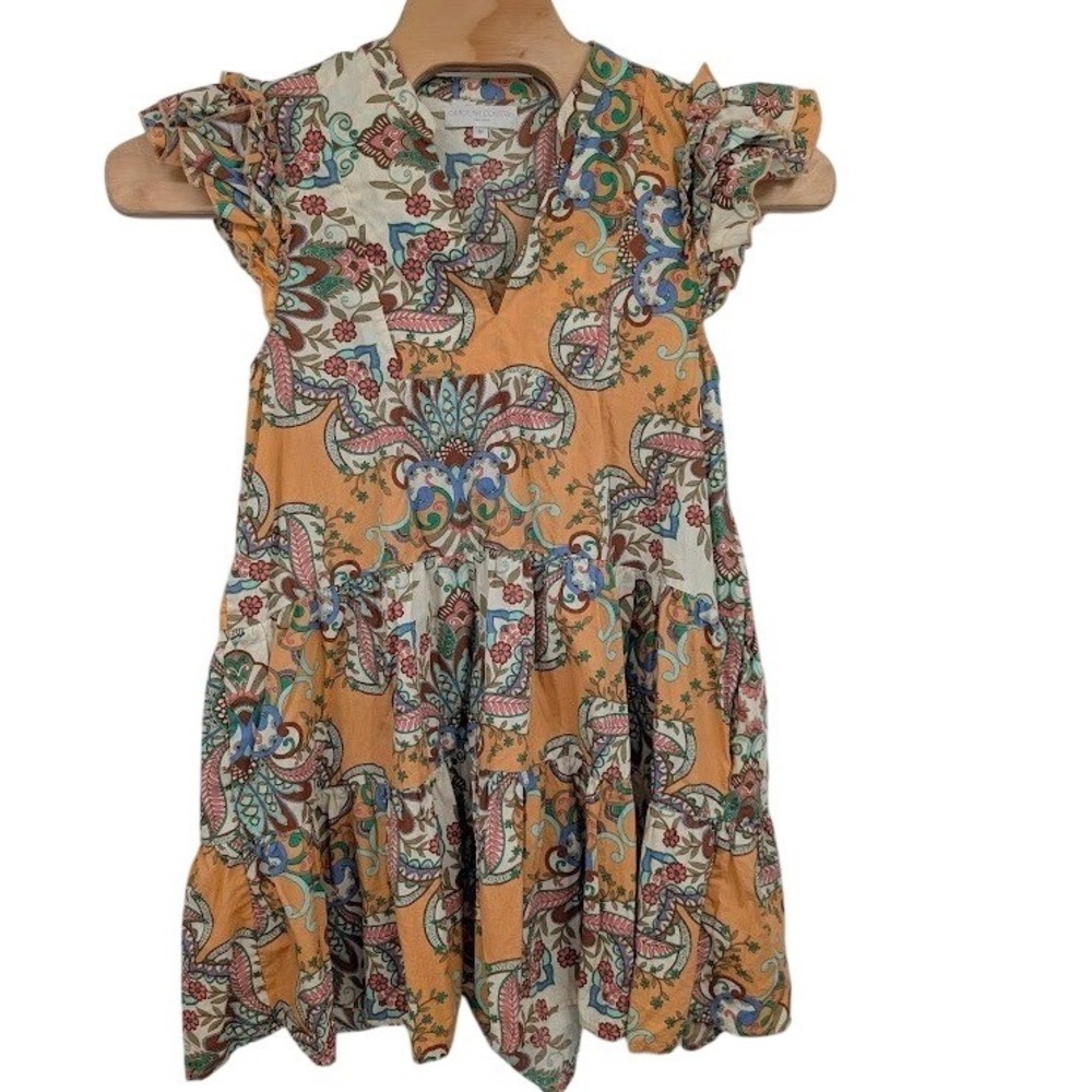 Caroline Constas Enchanted Paisley Boho Mini Dress‎ Floral Tiered Women's M